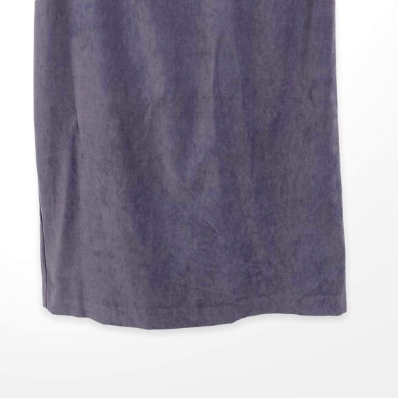 90s Vintage Gray Velour Stretch Waist Back Slit Pencil Skirt - Picture 7 of 8